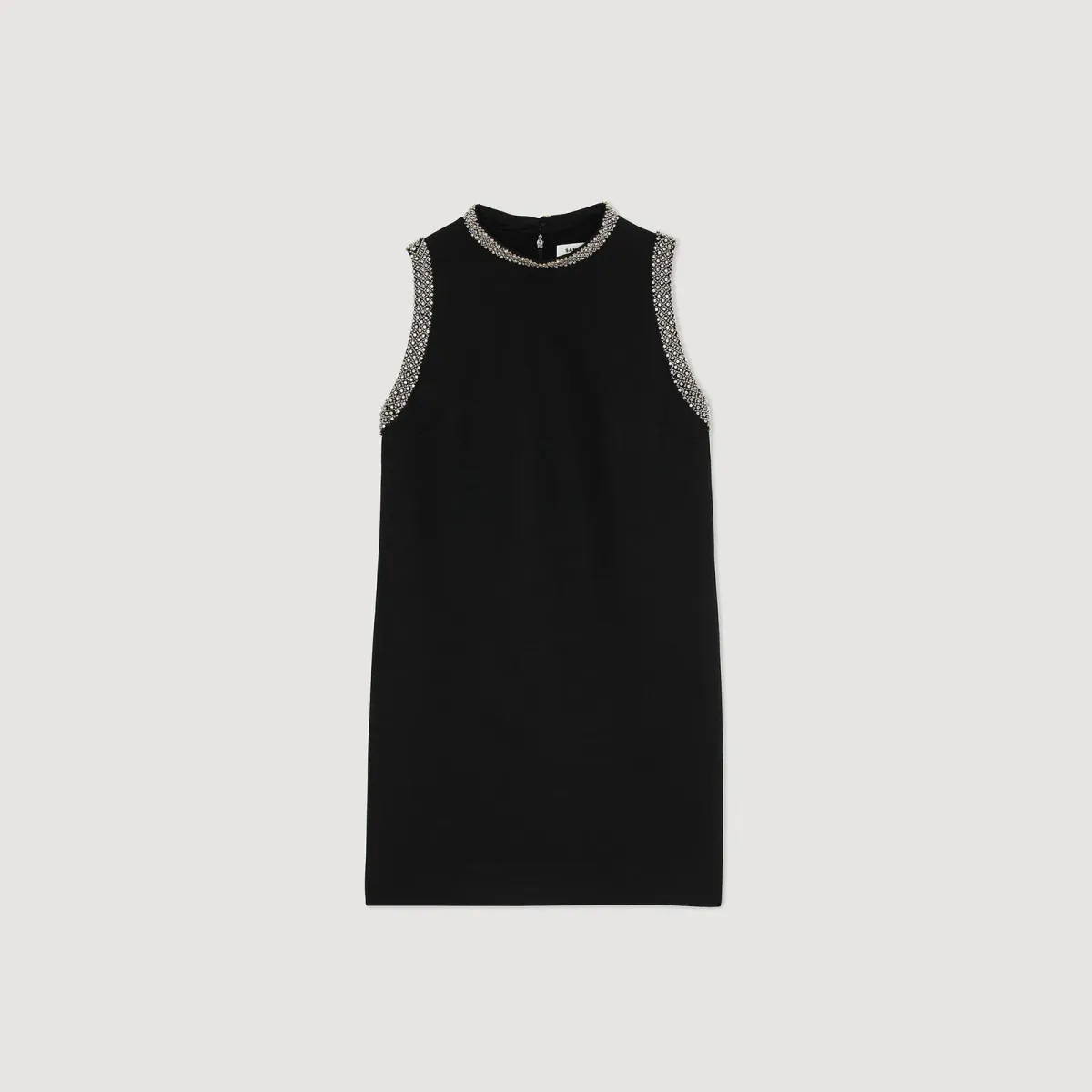 Sandro Rhinestone Embellished Mini Dress Black Size 10 - Image 4