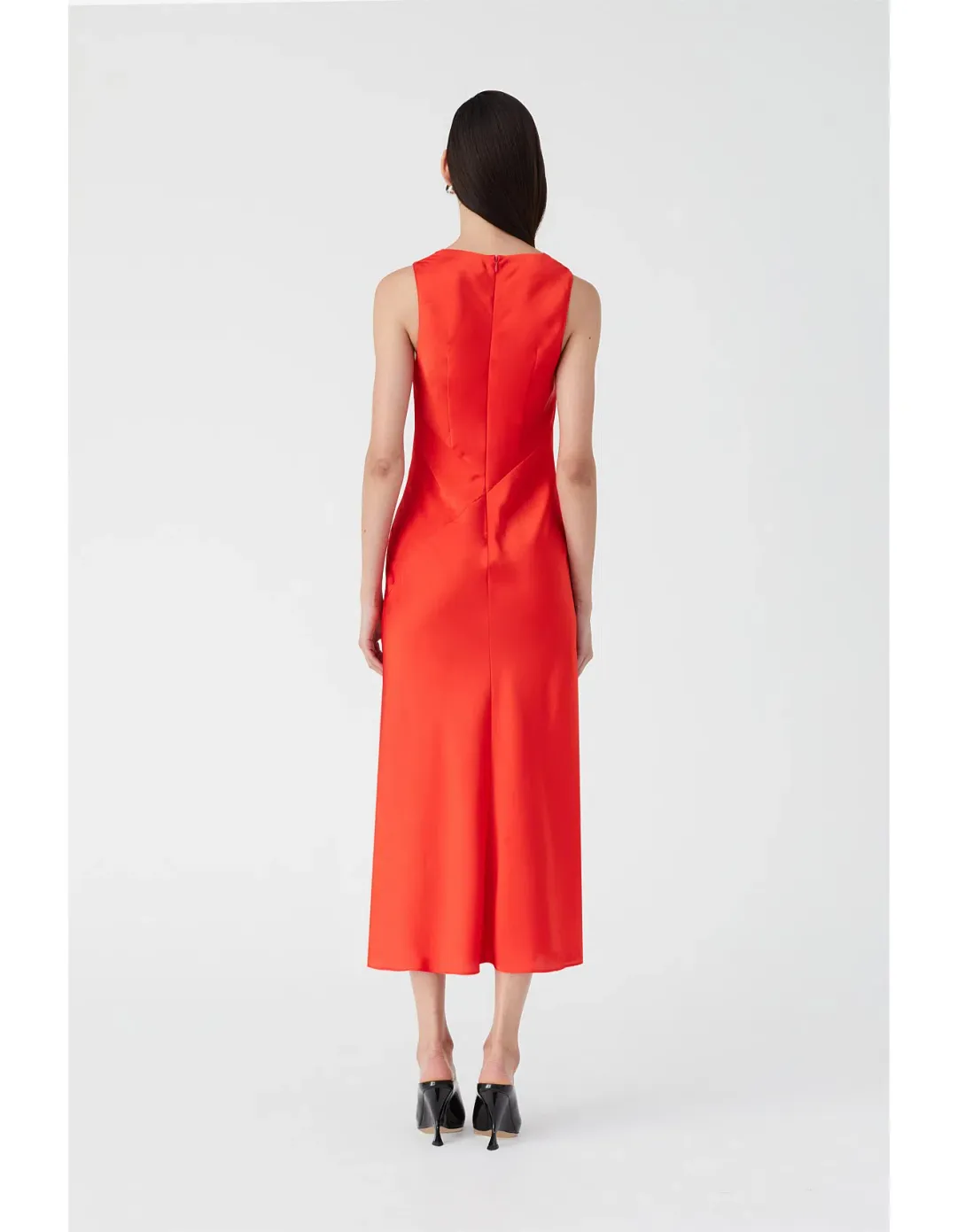 MISHA Ambrosie Satin Midi Dress Vermillion Red Size 12/M for rent on The Volte - main image