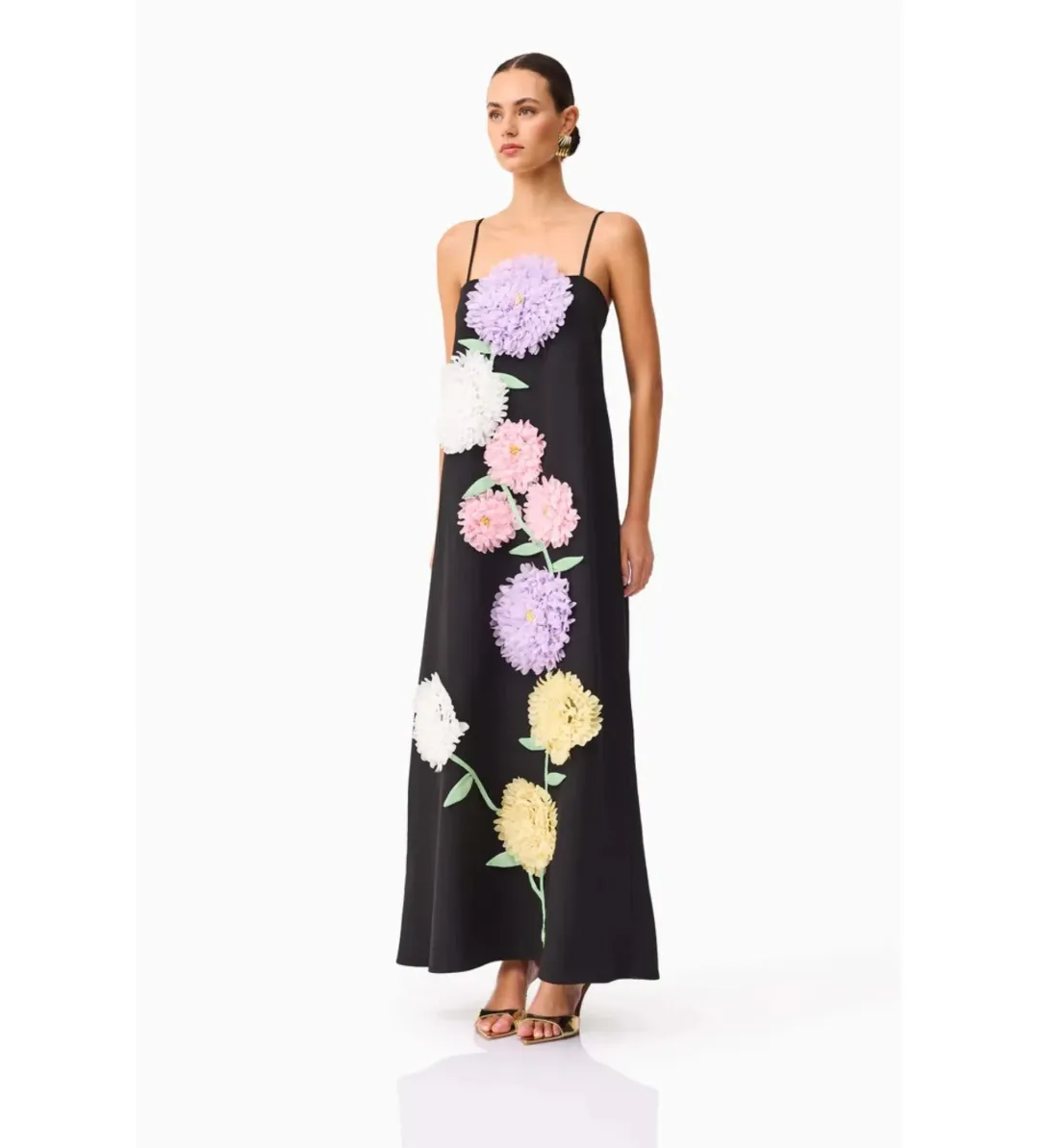 Elliatt Buttercup Embroidered Maxi Dress Black Size AU 12 for rent on The Volte - main image