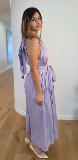 Aje Mariel Trapeze Midi Dress Lilac Size 10 for rent on The Volte - image 4