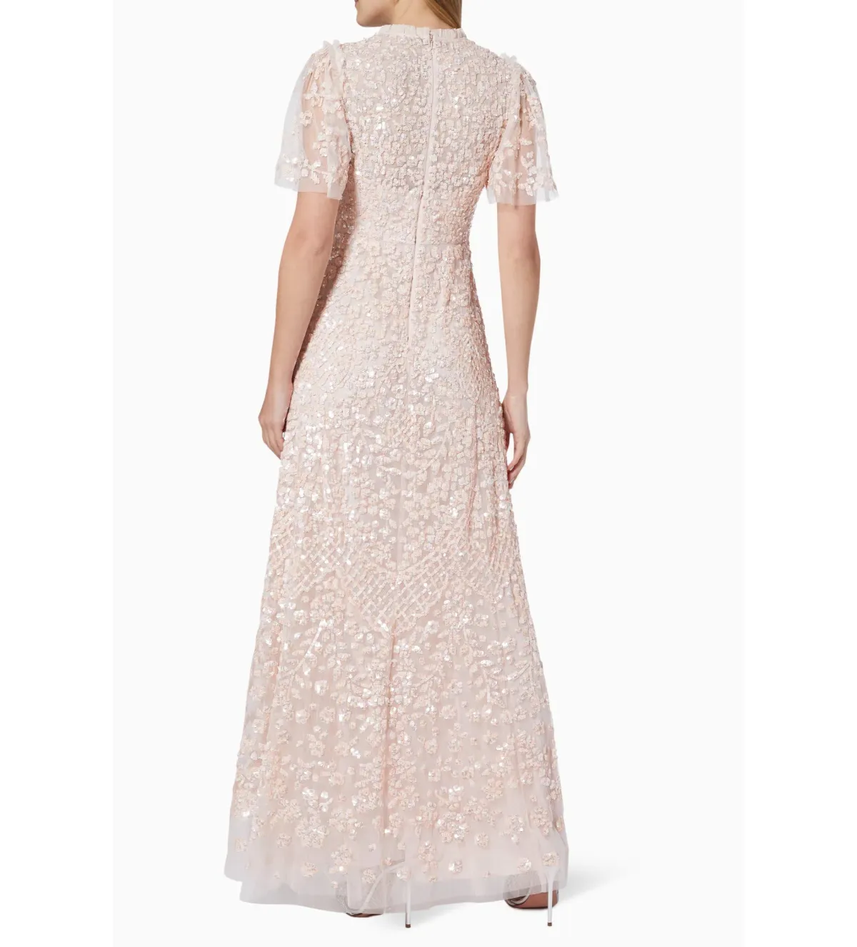 Needle and Thread Amalie Sequin V-Neck Gown Pale Pink in Size 8 - Image 3