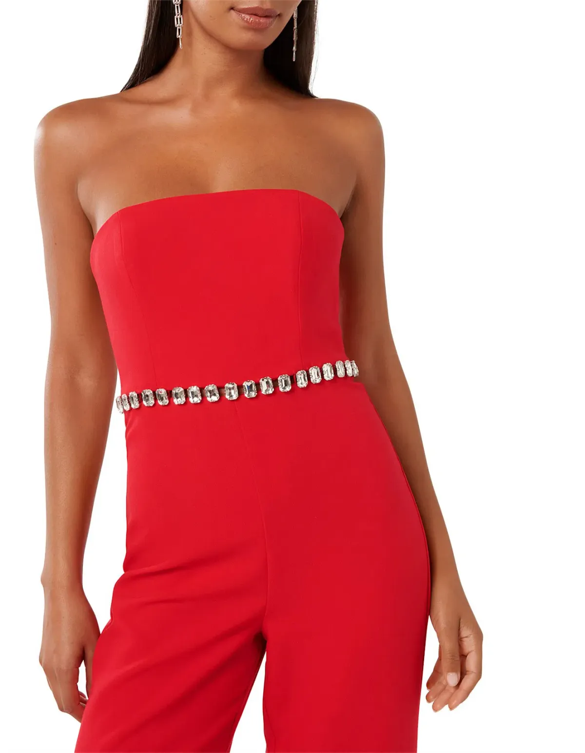 Forever New Ari Embellished Jumpsuit in Red Size 10/M - Image 4