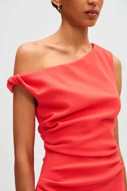 MISHA Mallory Crepe Mini Dress in Coral Size 8/S for rent on The Volte - image 3