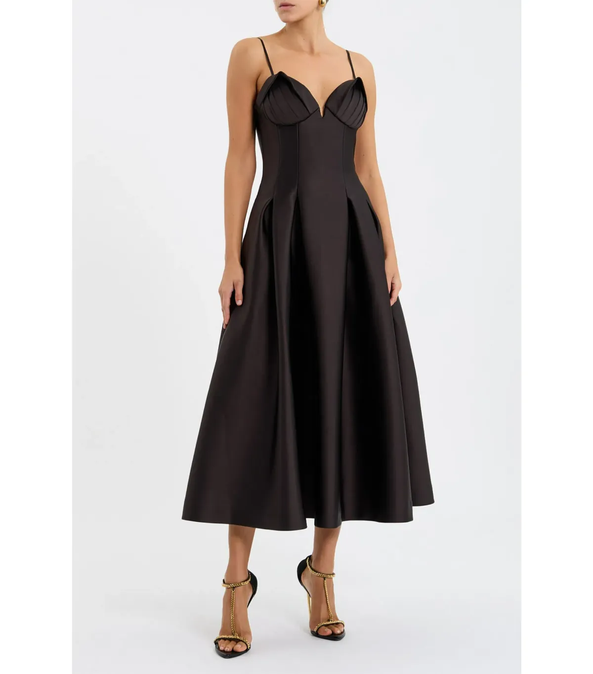 Rebecca Vallance Saskia Midi Dress Chocolate Size AU 8 for rent on The Volte - main image