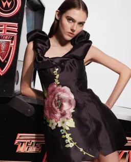 Alemais Regent Noir Mini Dress Black Floral Size 10 for rent on The Volte - image 2