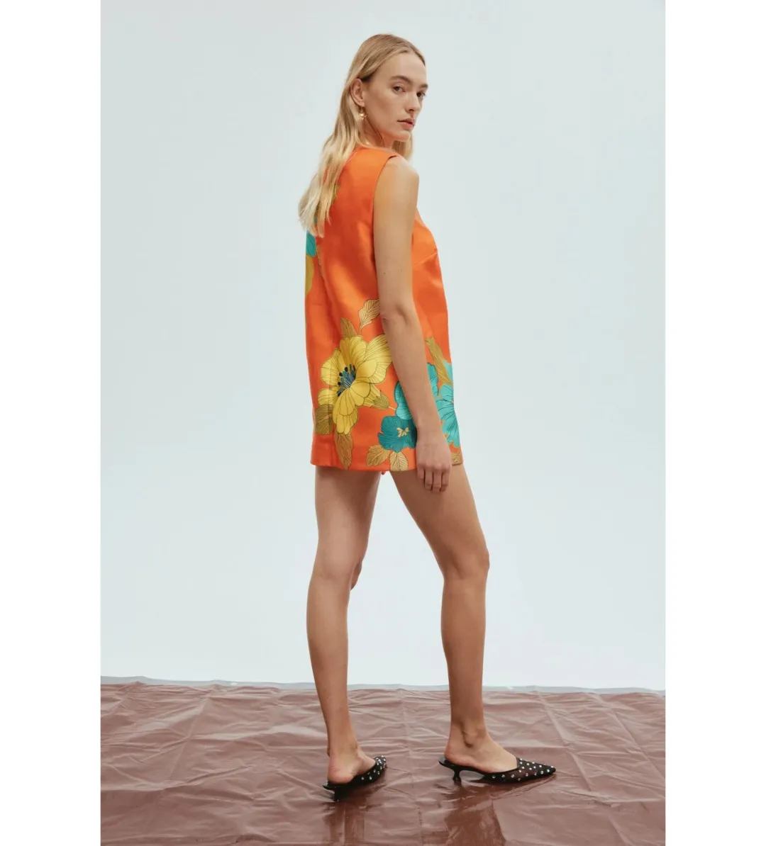 Alemais Piato Mini Dress Orange Floral Size AU 10 for rent on The Volte - main image