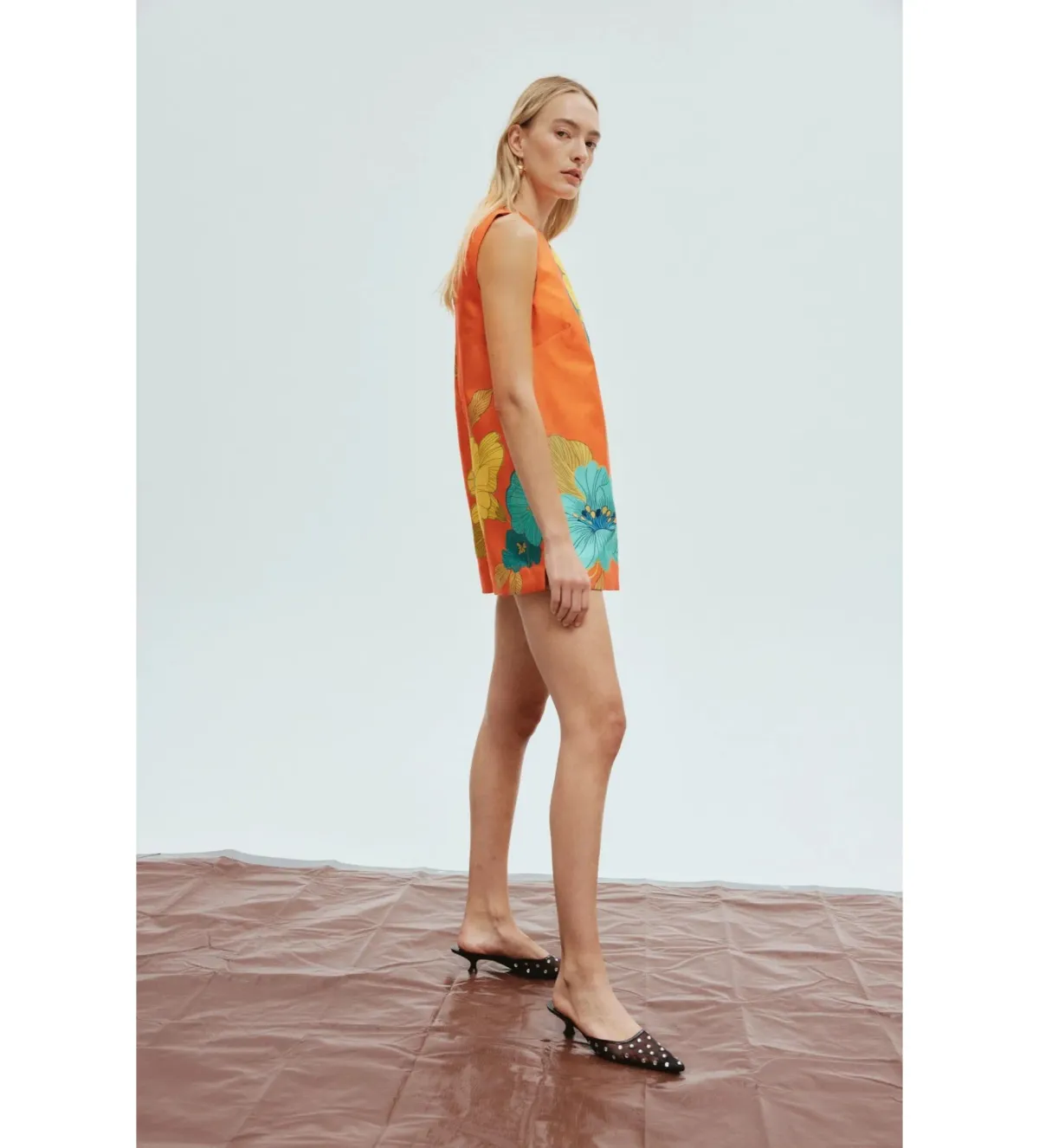 Alemais Piato Mini Dress Orange Floral Size AU 10 - Image 2