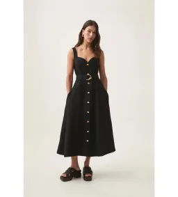 Aje Clay Belted Midi Dress in Black Size AU 8 for rent on The Volte - image 1