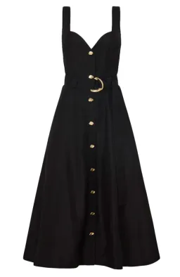 Aje Clay Belted Midi Dress in Black Size AU 8 for rent on The Volte - image 4