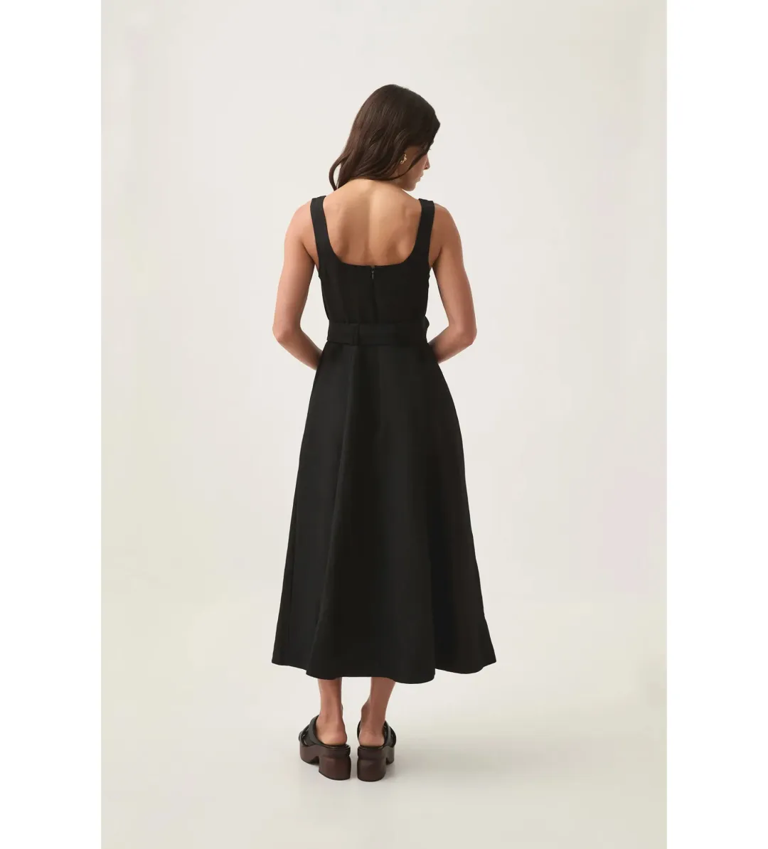 Aje Clay Belted Midi Dress in Black Size AU 8 for rent on The Volte - main image