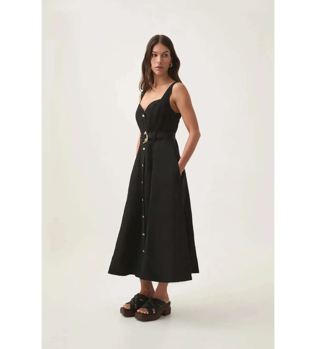 Aje Clay Belted Midi Dress in Black Size AU 8 - Image 2