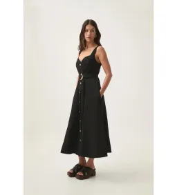 Aje Clay Belted Midi Dress in Black Size AU 8 for rent on The Volte - image 2