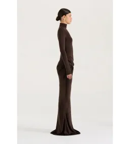 Henne Soraia Long Sleeve Maxi Dress Chocolate Size 6 for rent on The Volte - image 5