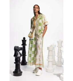 Alemais Checkmate Linen Top & Pants Set Print Size 10 for rent on The Volte - image 3