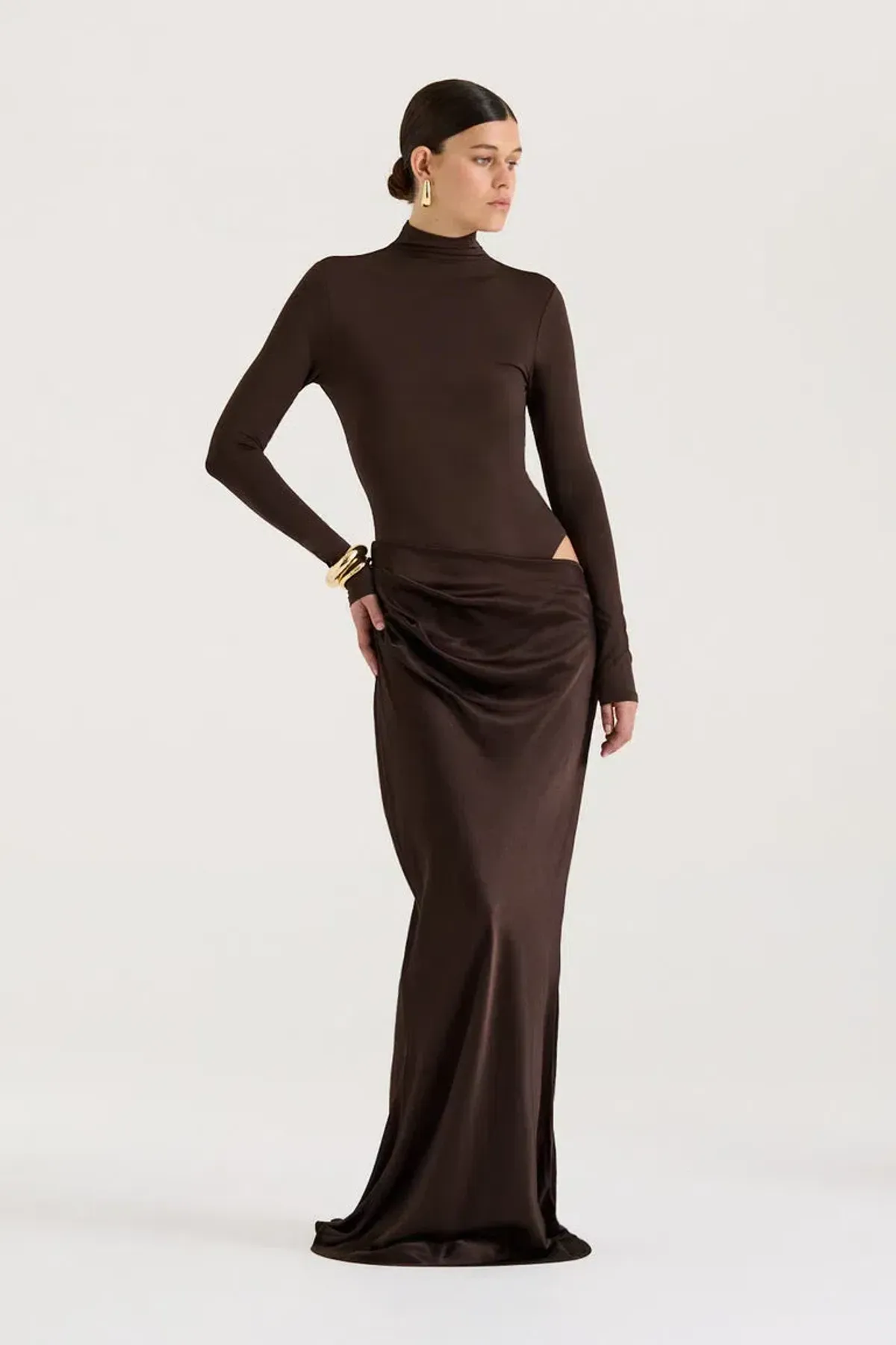 Henne Soraia Long Sleeve Maxi Dress Brown Size S / Size AU 8 - Image 2