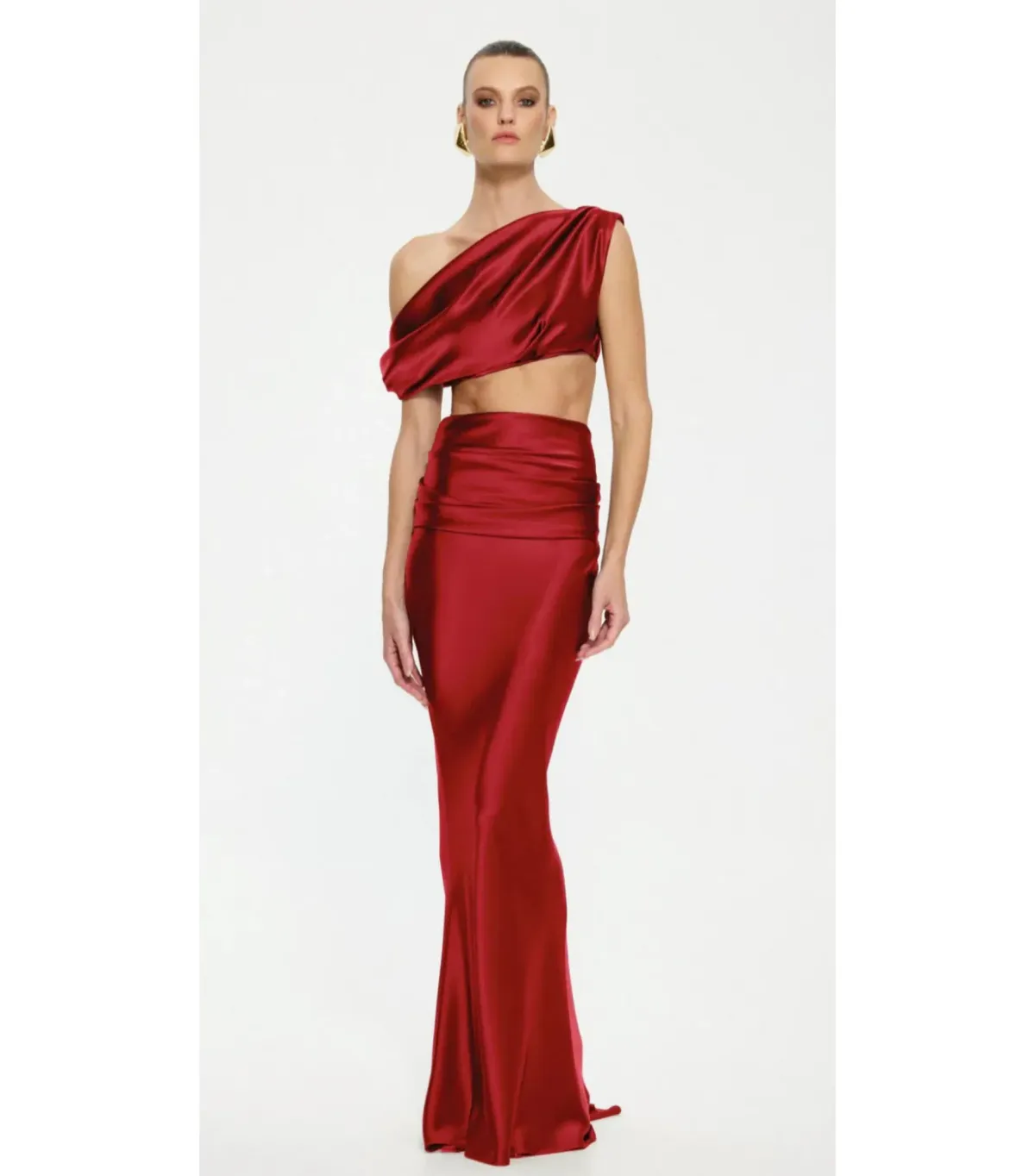 Effie Kats Perez Top and Maxi Skirt Set Runway Red Size AU 10 for rent on The Volte - main image