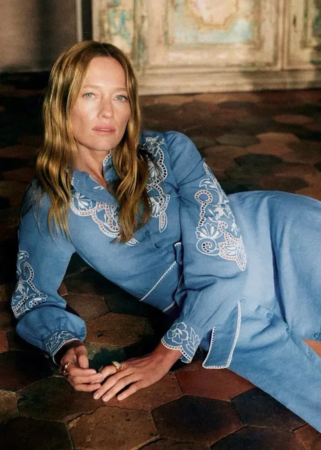 Sezane Magda Maxi Dress in Blue Size 12 for rent on The Volte - main image