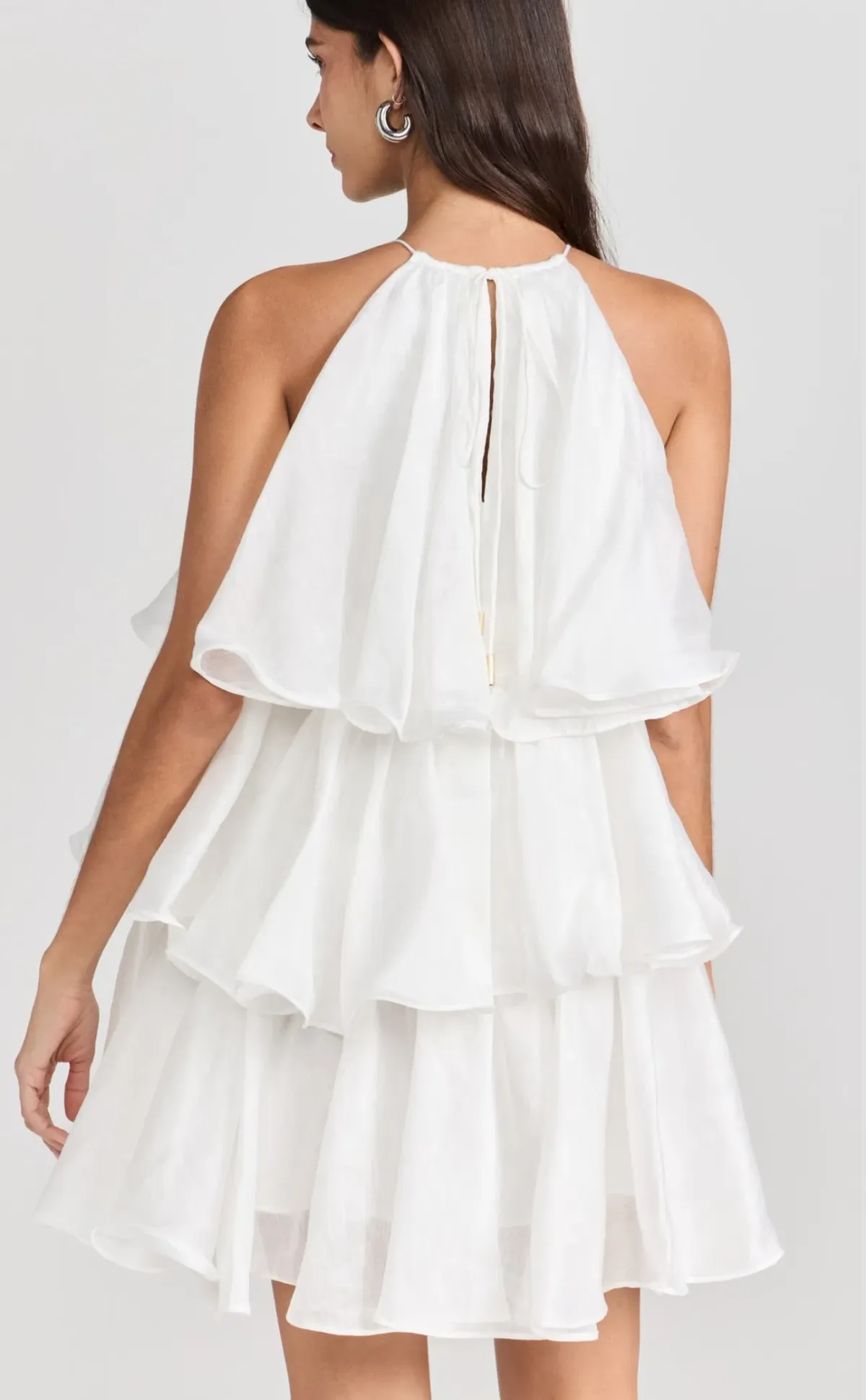 Aje Claudia Halterneck Tiered Mini Dress in White Size 8 - Image 5