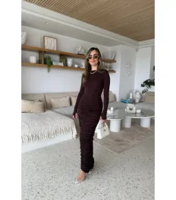 Sneaky Link Caterina Midi Dress Chocolate Size Medium / AU 10 for rent on The Volte - image 1