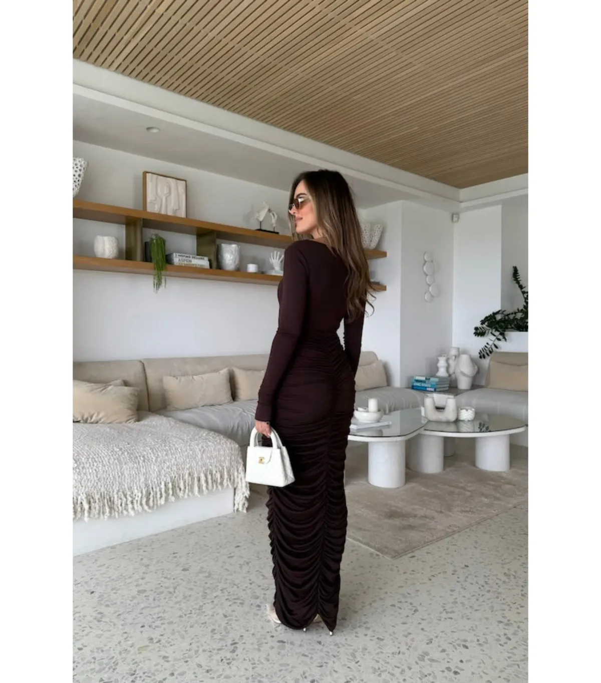 Sneaky Link Caterina Midi Dress Chocolate Size Medium / AU 10 - Image 3