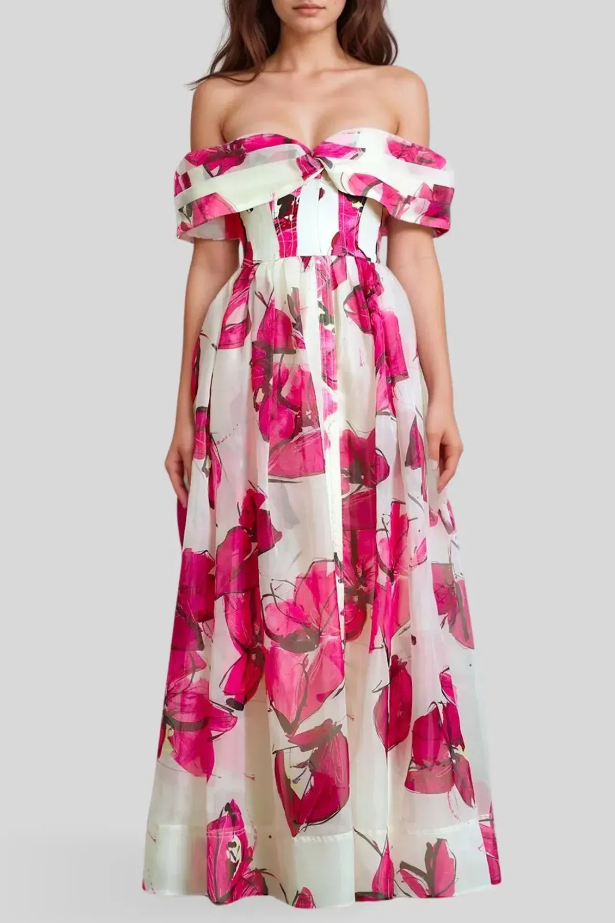 Aje Cordelia Corseted Maxi Dress in Falling Florals Pink Size 10 - Image 3