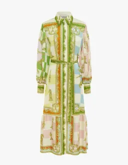 Alemais Checkmate Silk Shirtdress Maxi Dress Multi Print Size 14 for rent on The Volte - image 6