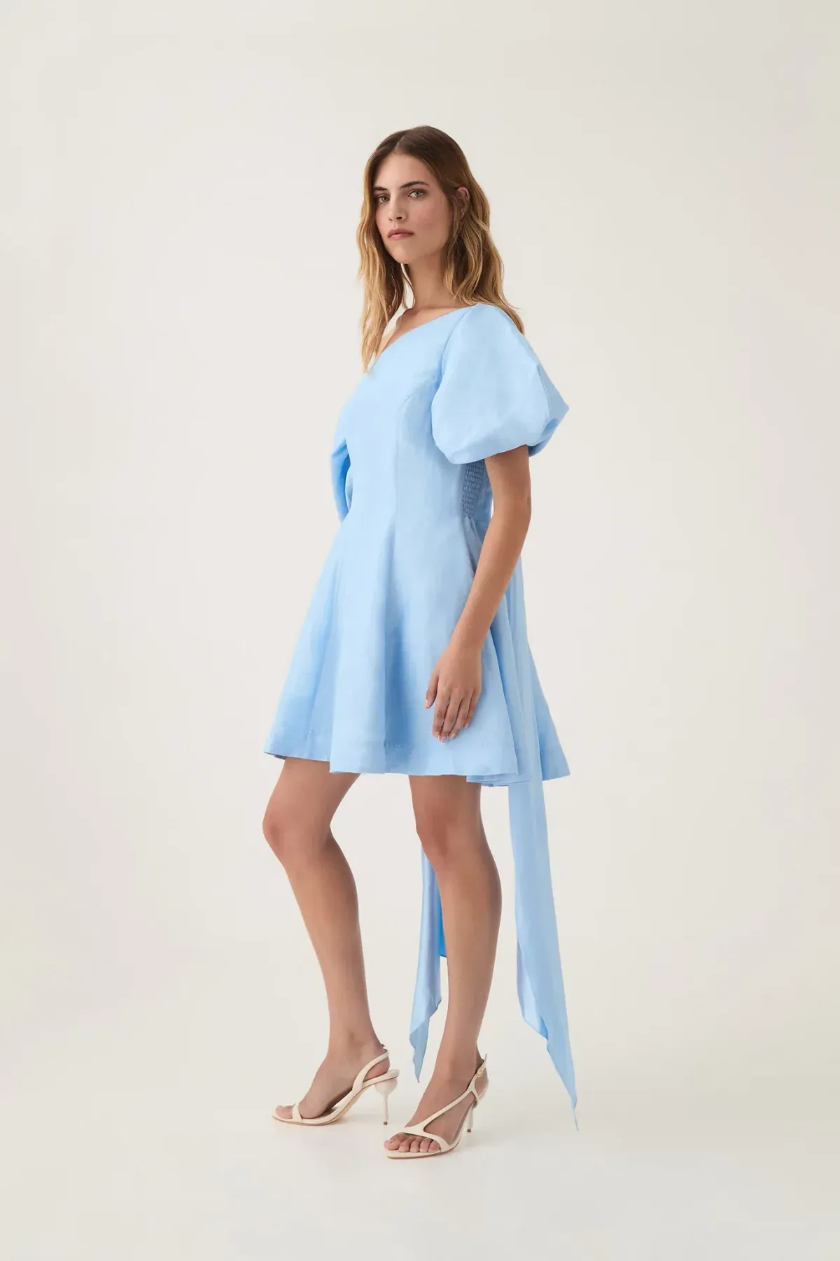 AJE Arista Tulip Sleeve Mini Dress Powder Blue Size 16 - Image 3