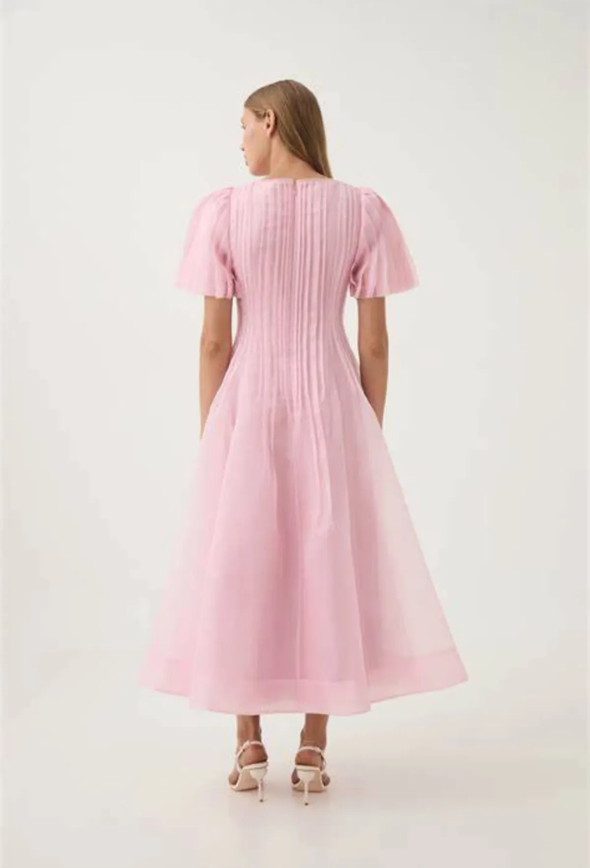 AJE Nova Pleated Midi Dress Pink Size AU 16 - Image 7