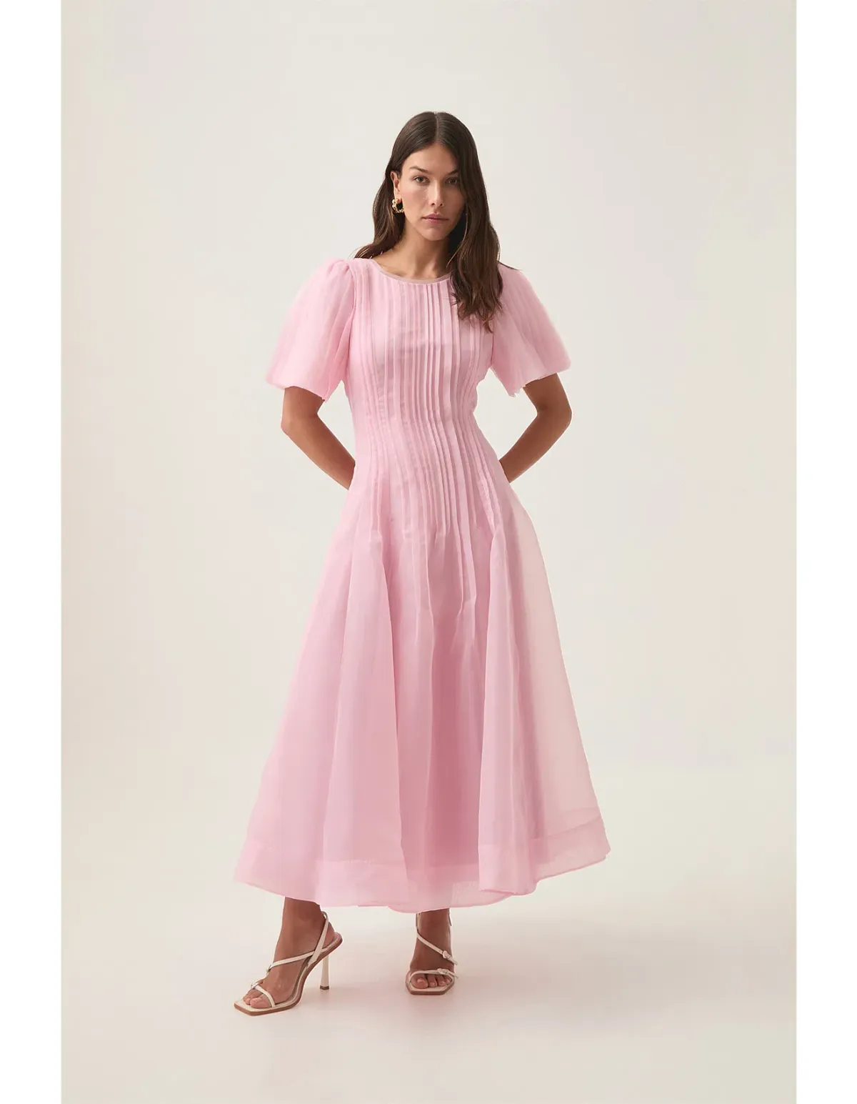 AJE Nova Pleated Midi Dress Pink Size AU 16 - Image 1