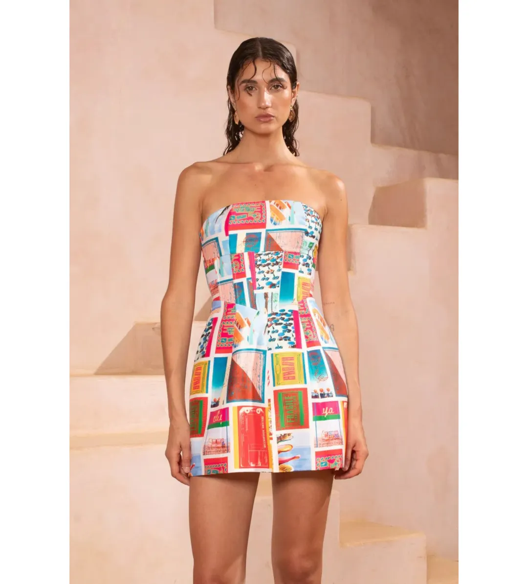 Eliya The Label Messina Mini Dress Vacanza Print Size AU 10 for rent on The Volte - main image