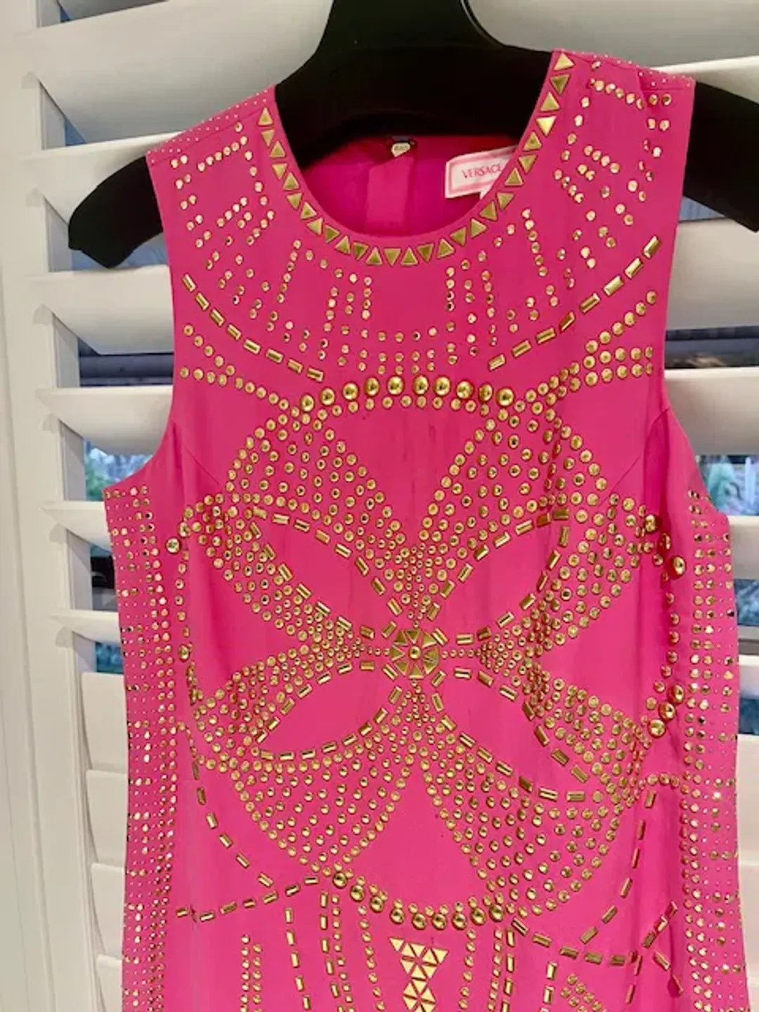 Versace H&M Party Pink Gold Mini Sild Dress Size 8 for rent on The Volte - main image
