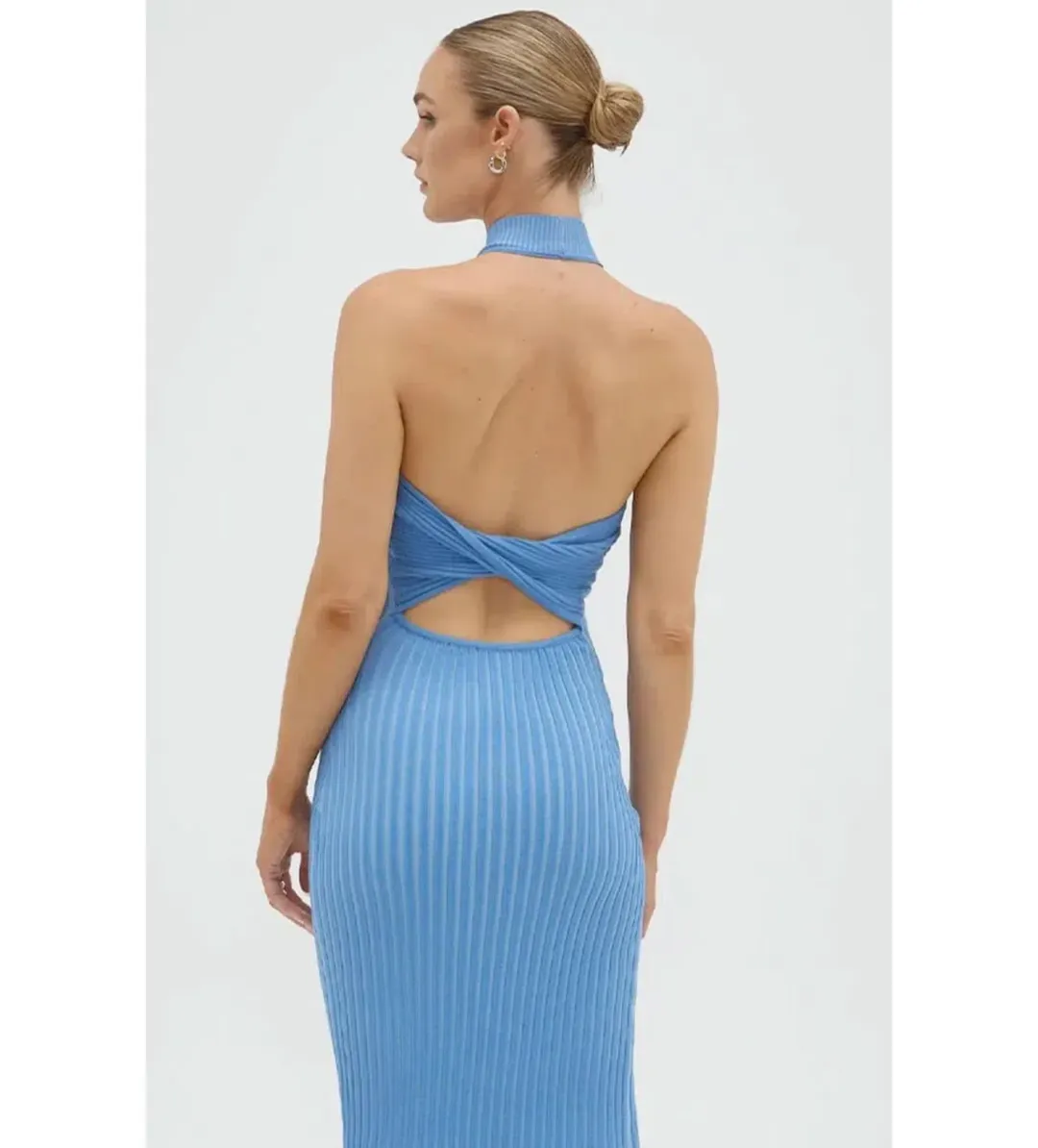 Sovere Intwine Reversible Knit Midi Dress Blue Size 10 for rent on The Volte - main image