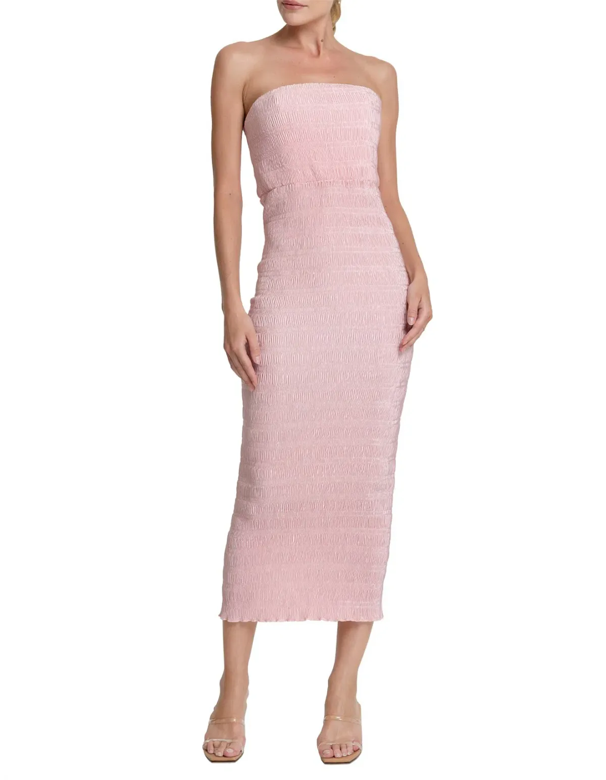 L'Idée Aurore Midi Gown in Dusky Pink Size 12 for rent on The Volte - main image