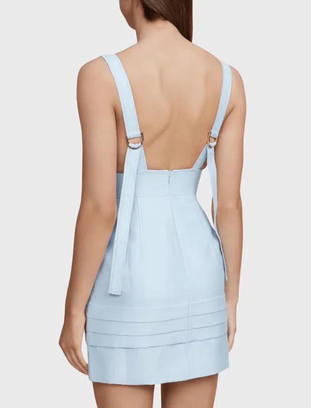 Acler Rowland Bodycon Linen Mini Dress Cloud Blue Size 8 for rent on The Volte - main image