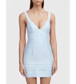 Acler Rowland Bodycon Linen Mini Dress Cloud Blue Size 8 for rent on The Volte - image 1