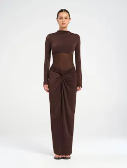 BENNI Dora Maxi Dress in Chocolate Brown Size S / AU 8 for rent on The Volte - image 1