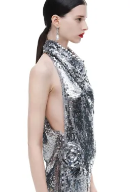 Magda Butrym x H&M Sequin Rose Appliqué Maxi Dress Size XL/AU14 for rent on The Volte - image 3