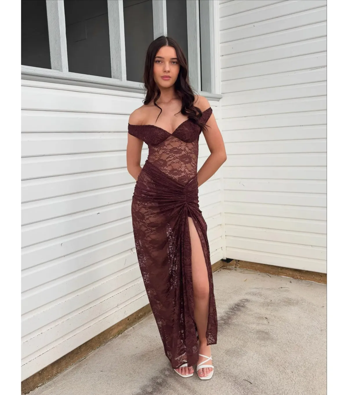 Natalie Rolt Aubrey Maxi Dress Espresso Size AU 8 - Image 1