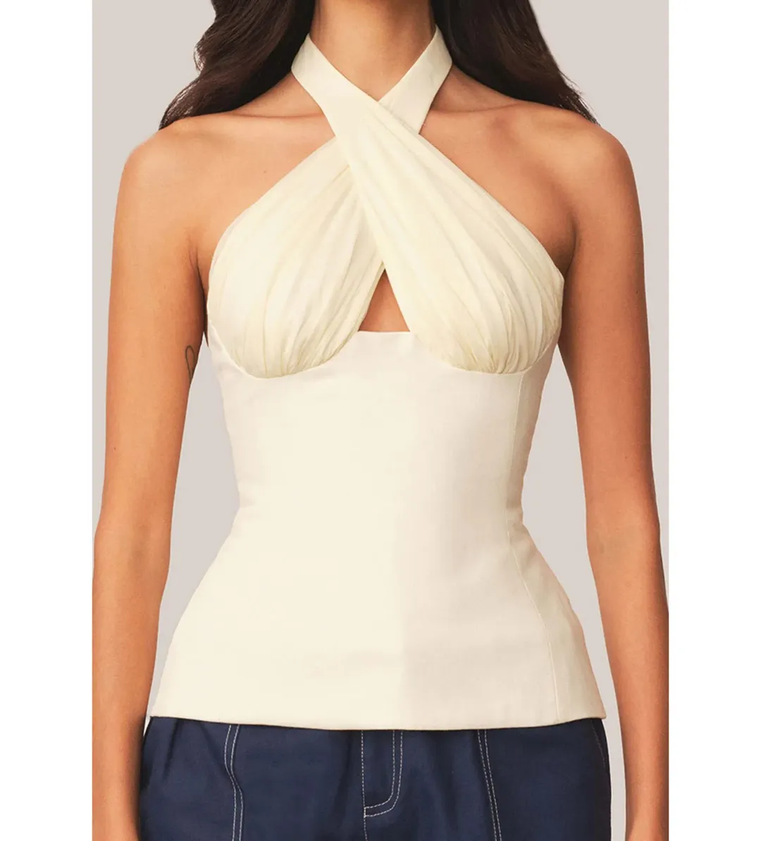 Tae Park Sculpted Halter Top Ivory Size S AU 8 for rent on The Volte - main image