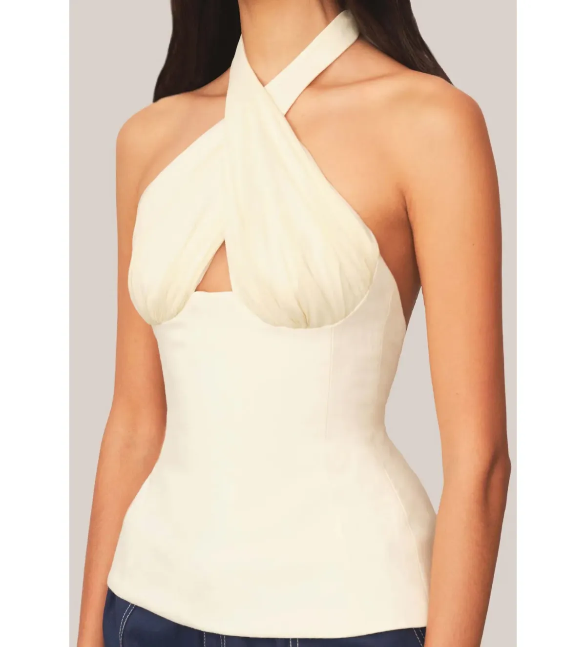 Tae Park Sculpted Halter Top Ivory Size S AU 8 - Image 5