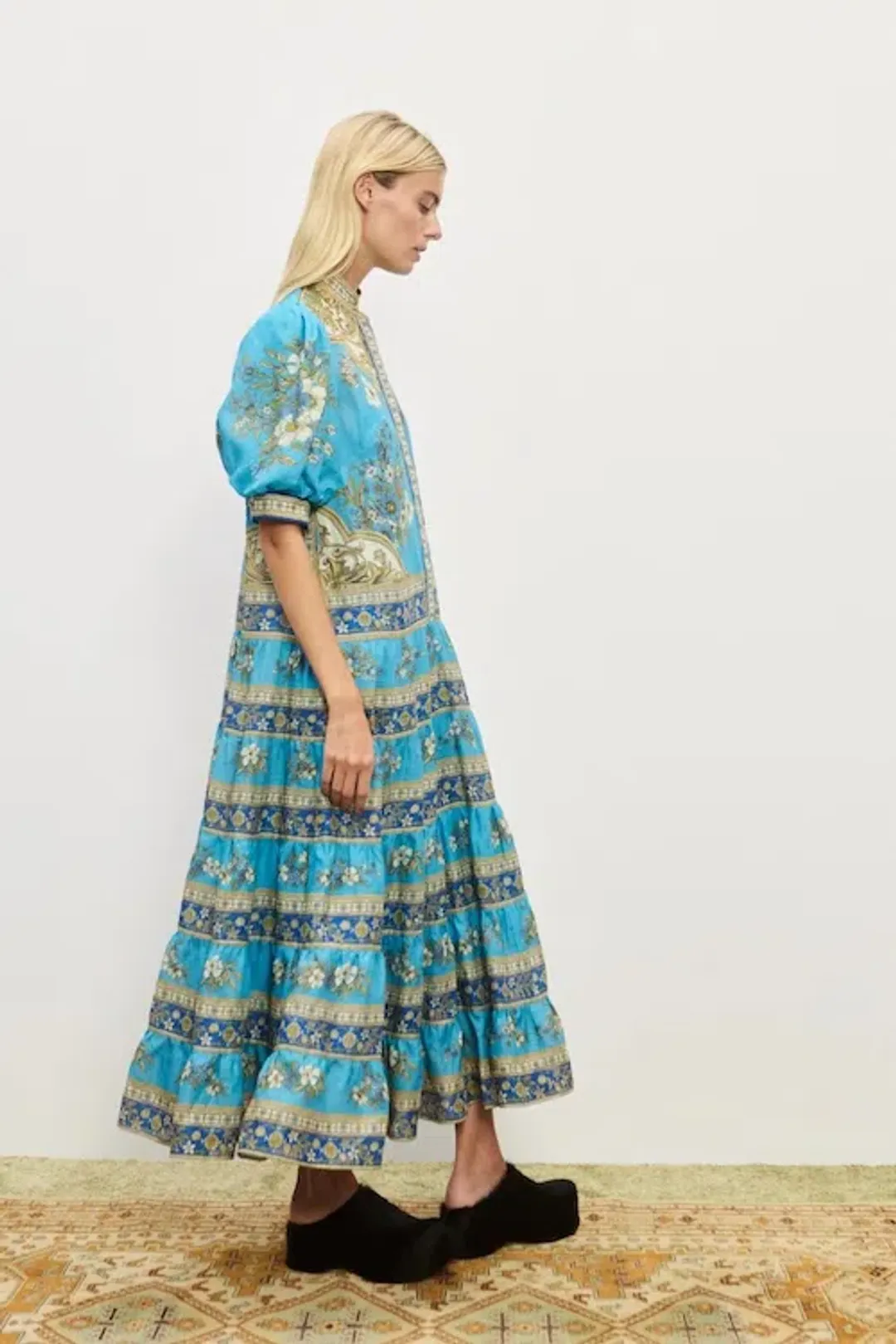 Alemais Cassie Tiered Midi Dress in Blue Size AU 12 for rent on The Volte - main image