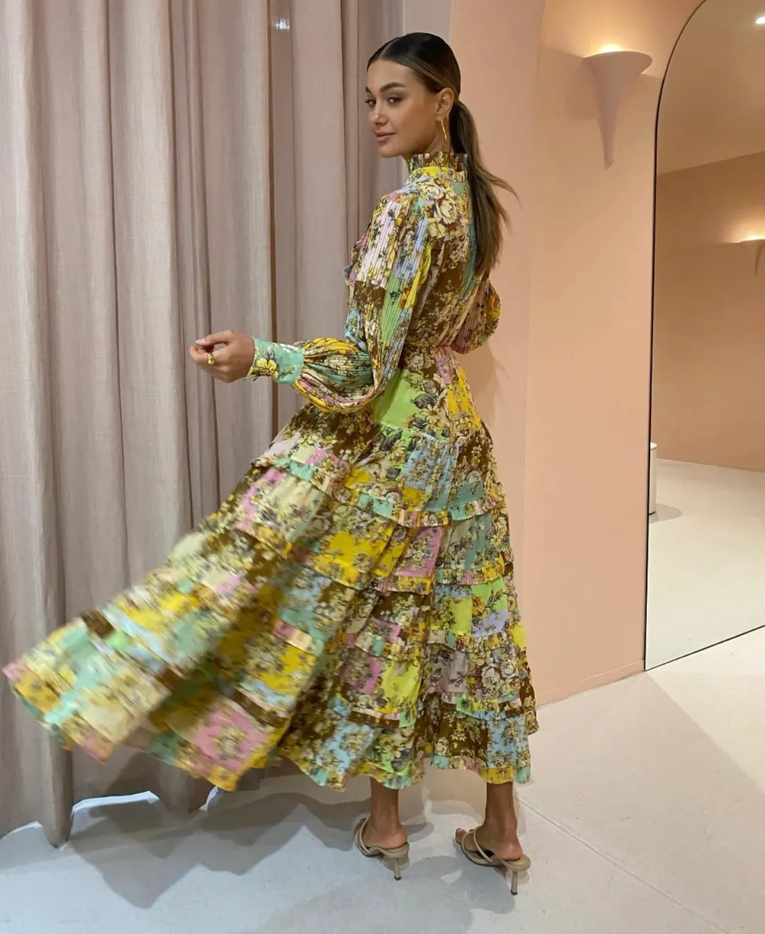 Alemais Matilde Pleat Shirt Dress Multi Size 10 for rent on The Volte - main image