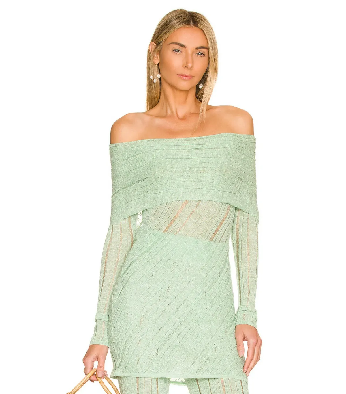 Cult Gaia Lotus Knit Top S / AU 8 and Laurel Knit Pant Size M / AU 10 Set in Aloe - Image 2