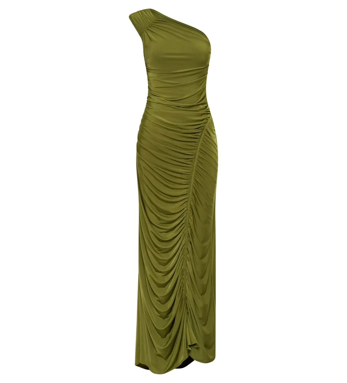 Meshki Capri Gathered Slinky Maxi Dress Vintage Olive Size 6/XS - Image 7