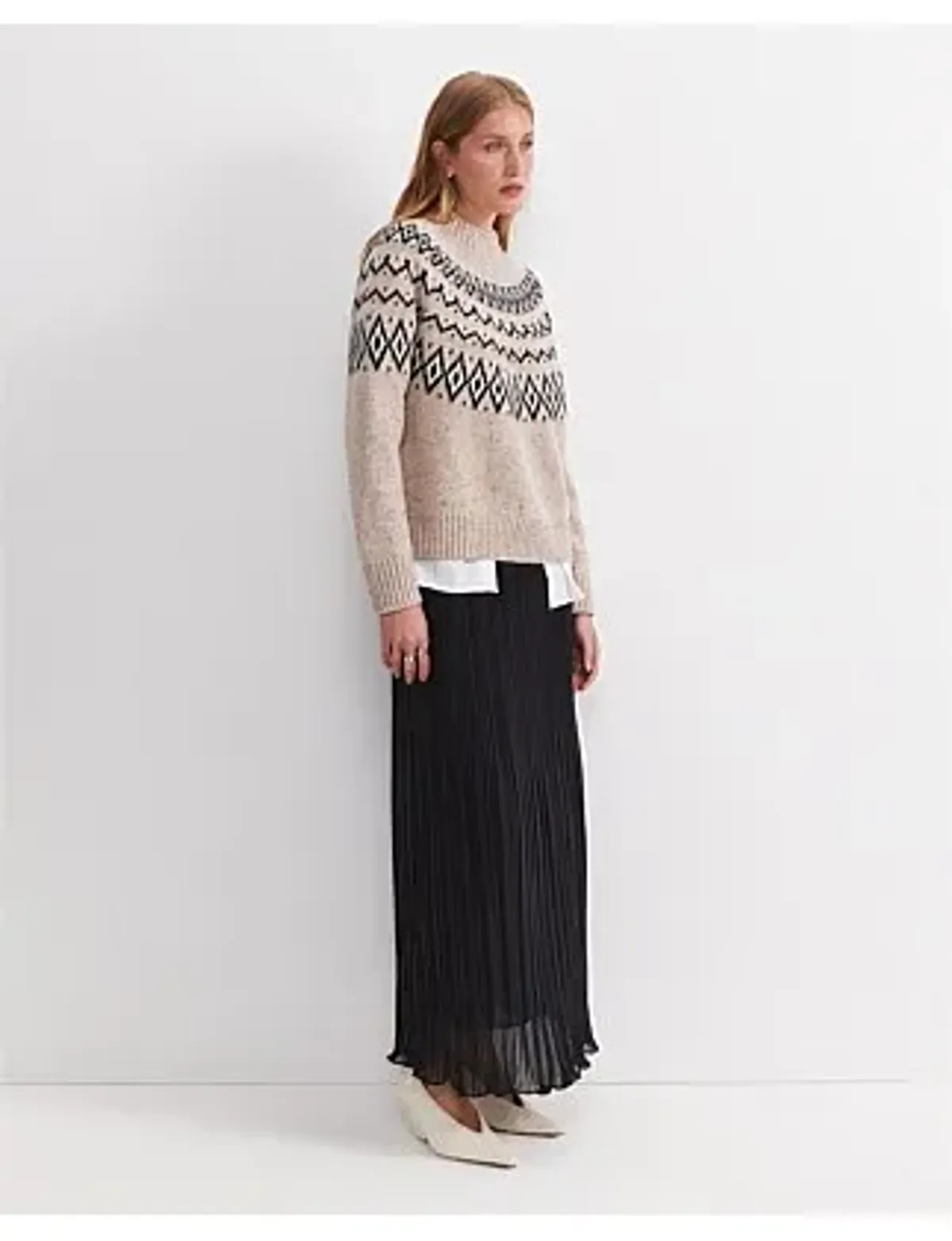 Sunflower Fair Isle Wool Sweater Oatmeal - Image 4