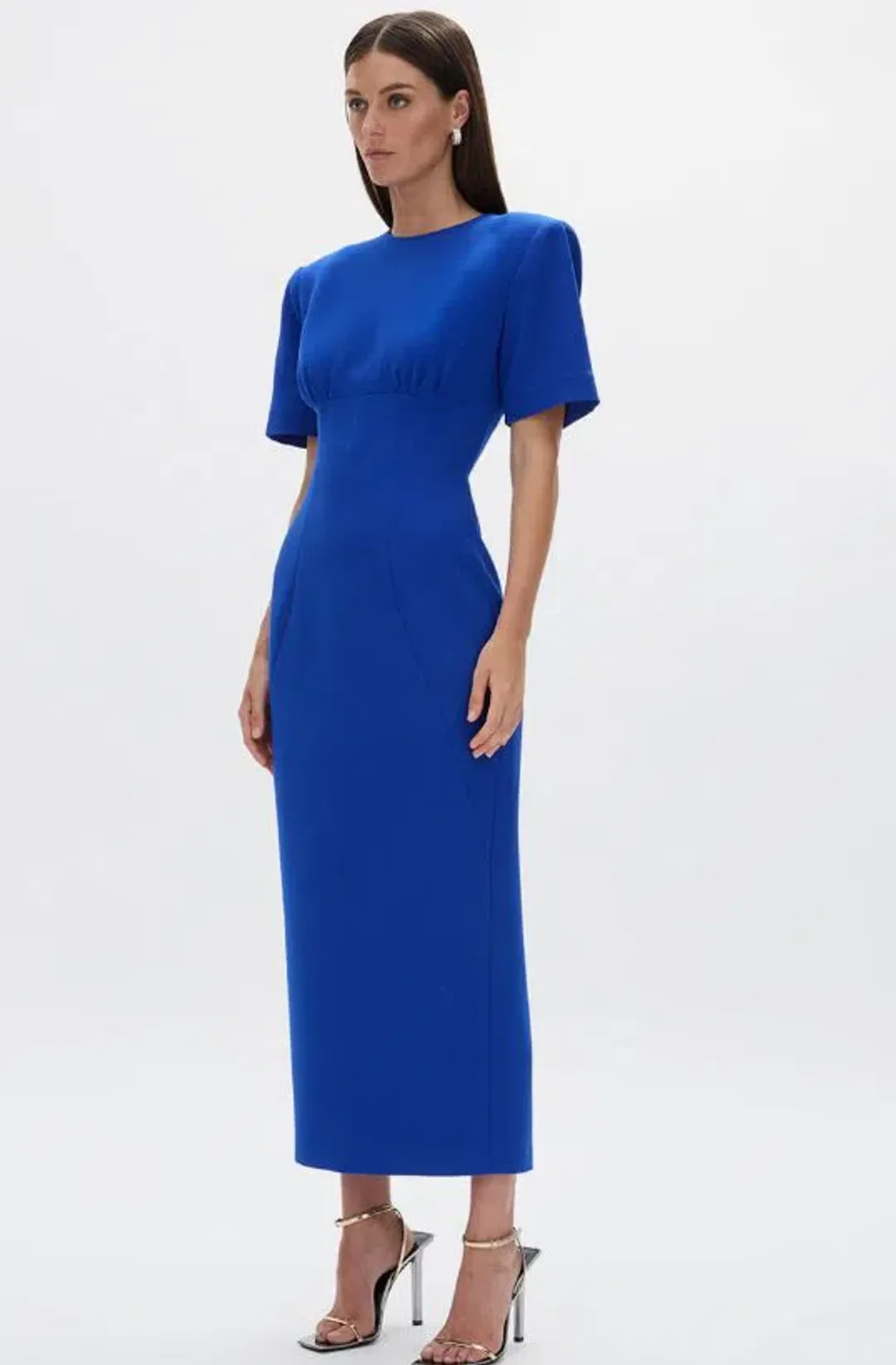 Rachel Gilbert Dover Short Sleeve Midi Dress in Cobalt Size 14 for rent on The Volte - main image