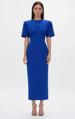 Rachel Gilbert Dover Short Sleeve Midi Dress in Cobalt Size 14 for rent on The Volte - image 1
