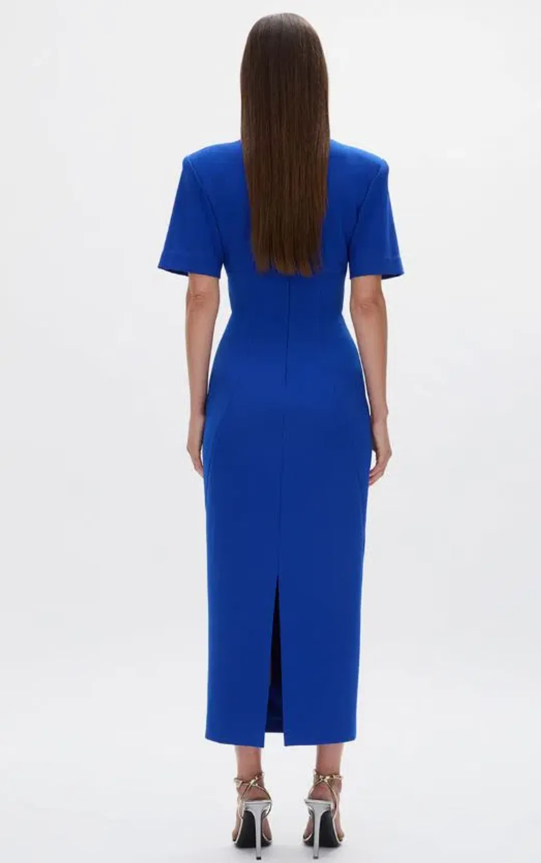 Rachel Gilbert Dover Short Sleeve Midi Dress in Cobalt Size 14 for rent on The Volte - main image