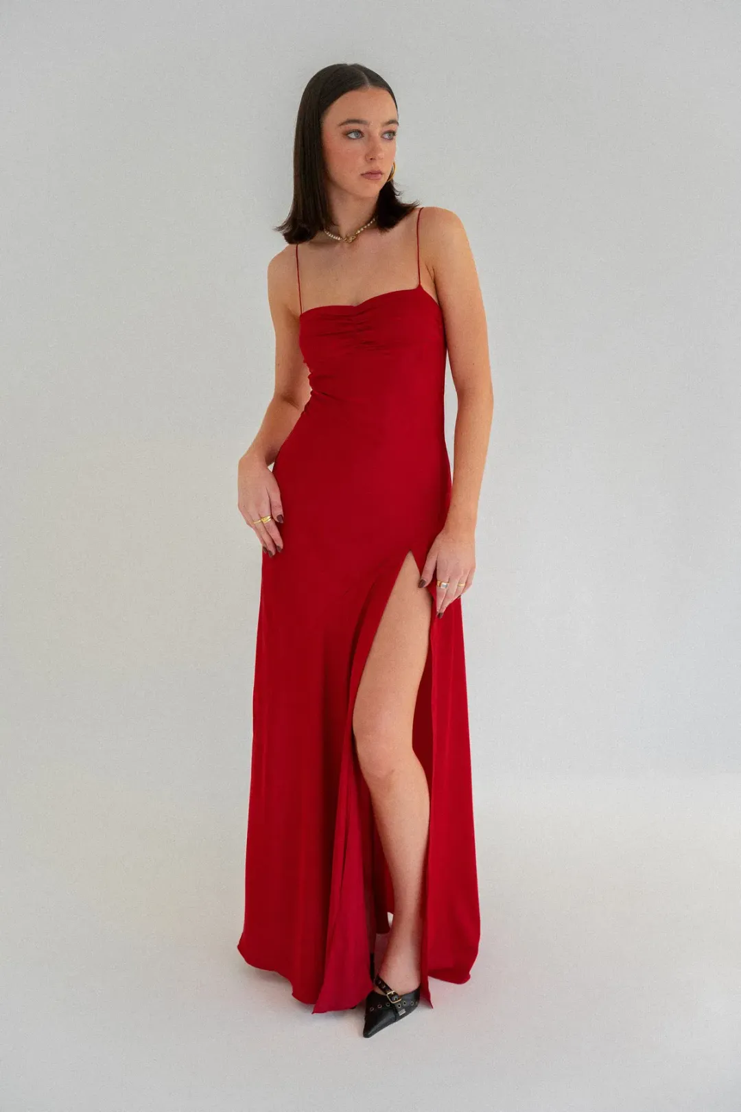 HNTR The Label Gaia Gown in Wine Size AU 8 for rent on The Volte - main image