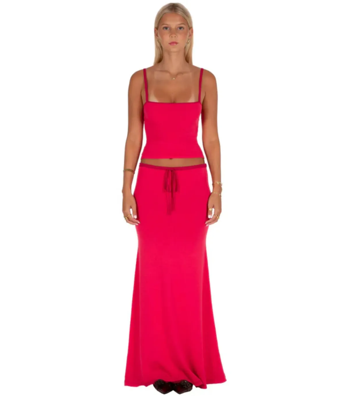 I am Delilah Lilly Tank and Maxi Skirt Set Red Size XS for rent on The Volte - main image